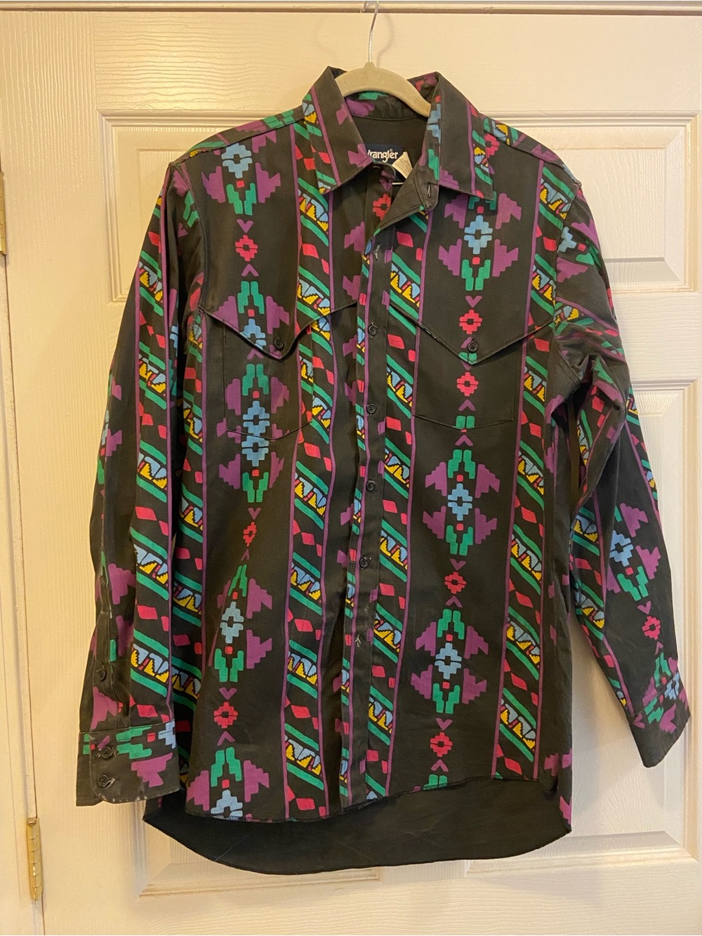 Vtg 90s Wrangler Brushpopper Western Shirt